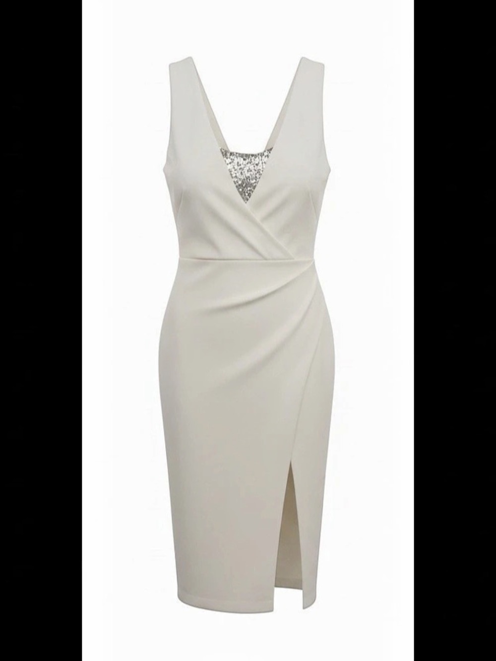 White Sequin Inset Midi Dress Like New